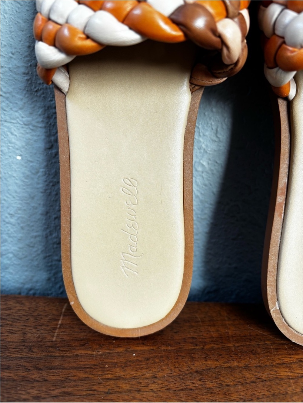 Madewell Suzi Slide Sandals - Tan/White/Mocha Women 7 - Picture 2 of 12